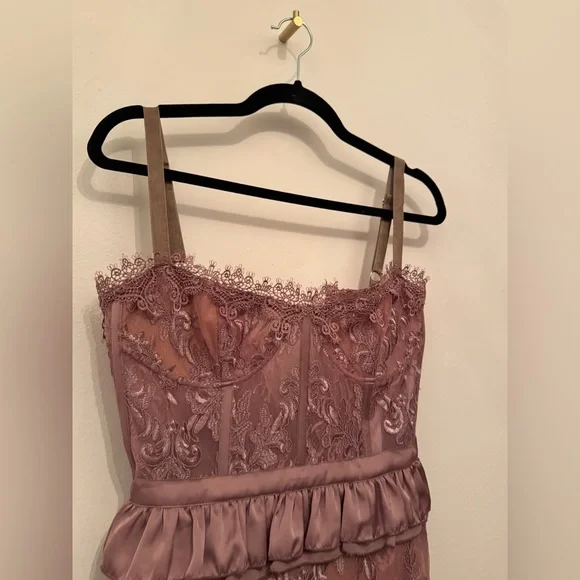 V. Chapman Peony Dress Mini Ruffle Corset Edelberry Pink Purple - Picture 3 of 7